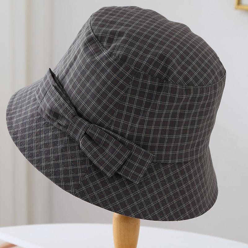 Spring Boutique New Plaid Bucket Hat Women's Spring Summer Versatile Sunshade Sunscreen Hat Showing Washbasin Hat