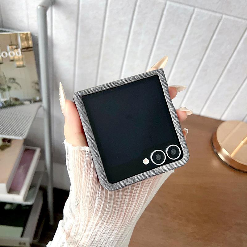 Suitable for Samsung Zflip7 Mobile Phone Case Anti Fall Zflip6 Simple Business Denim Magnetic Zflip6 Protective Case