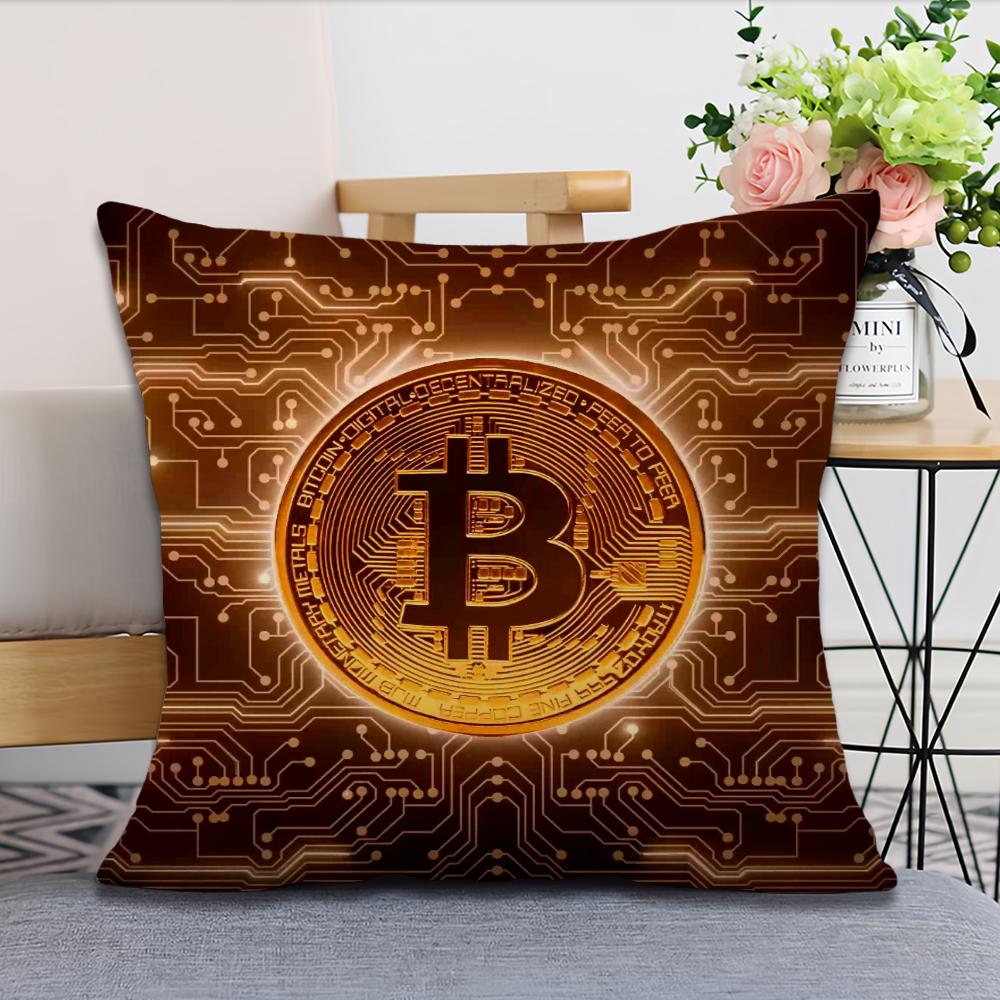 Crypto Currency Bitcoin Btc Pillow Case Living Room Home Sofa Office Shop Cover Printing Comfort Decoration Nordic Simplicity