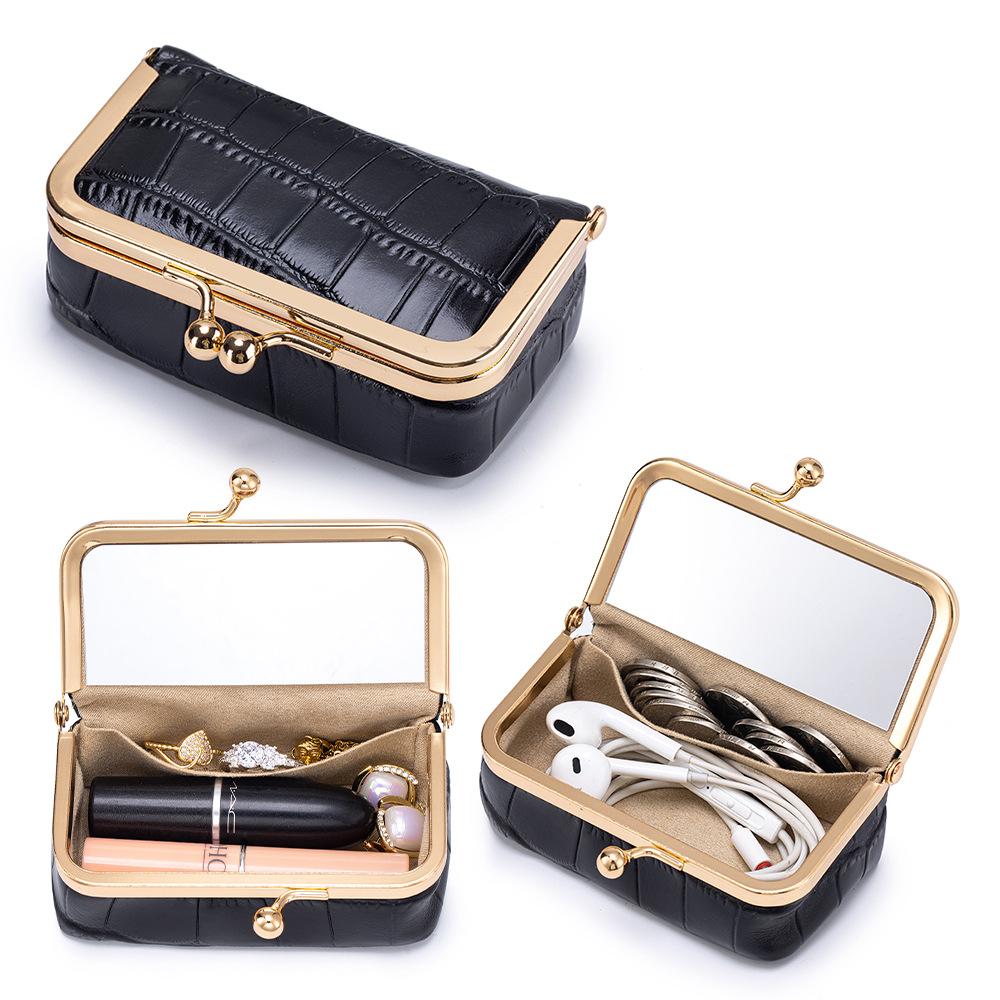 Real Leather Cosmetic Case with High-quality Appearance, Bag Storage Box, Earphone Case, Jewelry Box