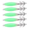 5 Stück Leuchtender Tintenfischhaken Leuchtet im Dunkeln Angelköder Jigs Grün für Salzwasserangeln