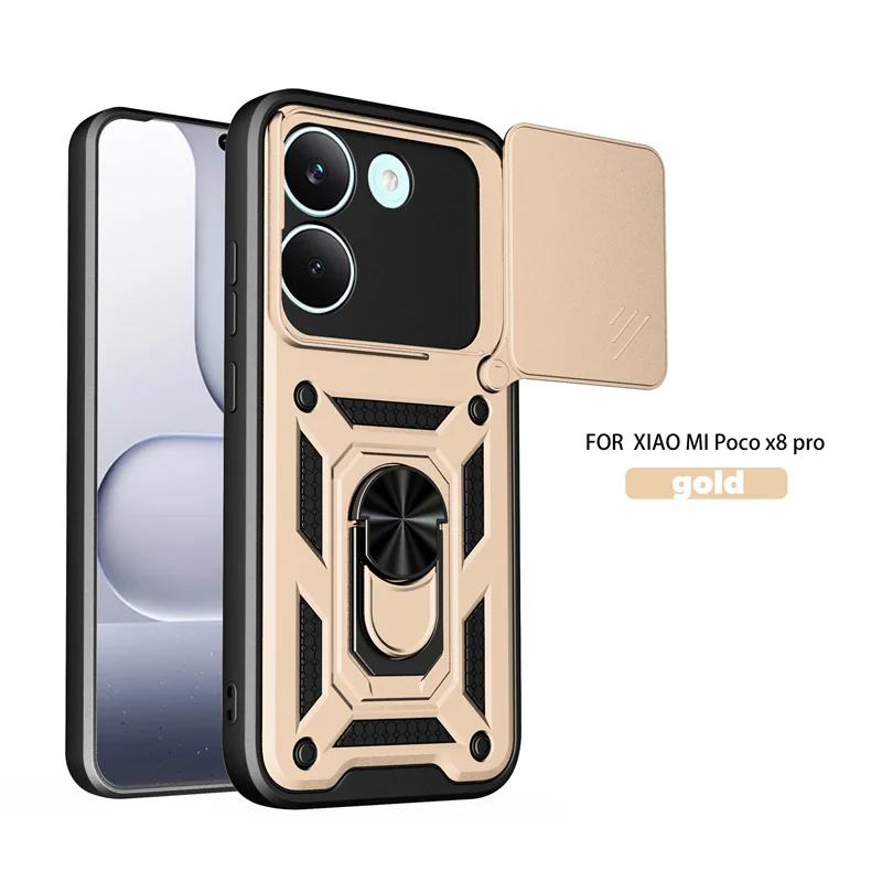 Funda For Xiaomi Poco X8 Pro 5G Case Armor Slide Lens Protector Ring Stand Back Cover For Pocco Poko Little X8Pro PocoX8pro Capa