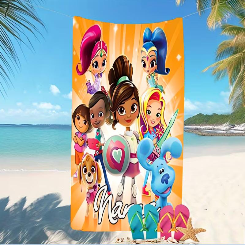 Customizable personalized beach towels Nella the Princess Knight themed designs.Suitable for the beach, yoga, sports;ideal as beach accessories
