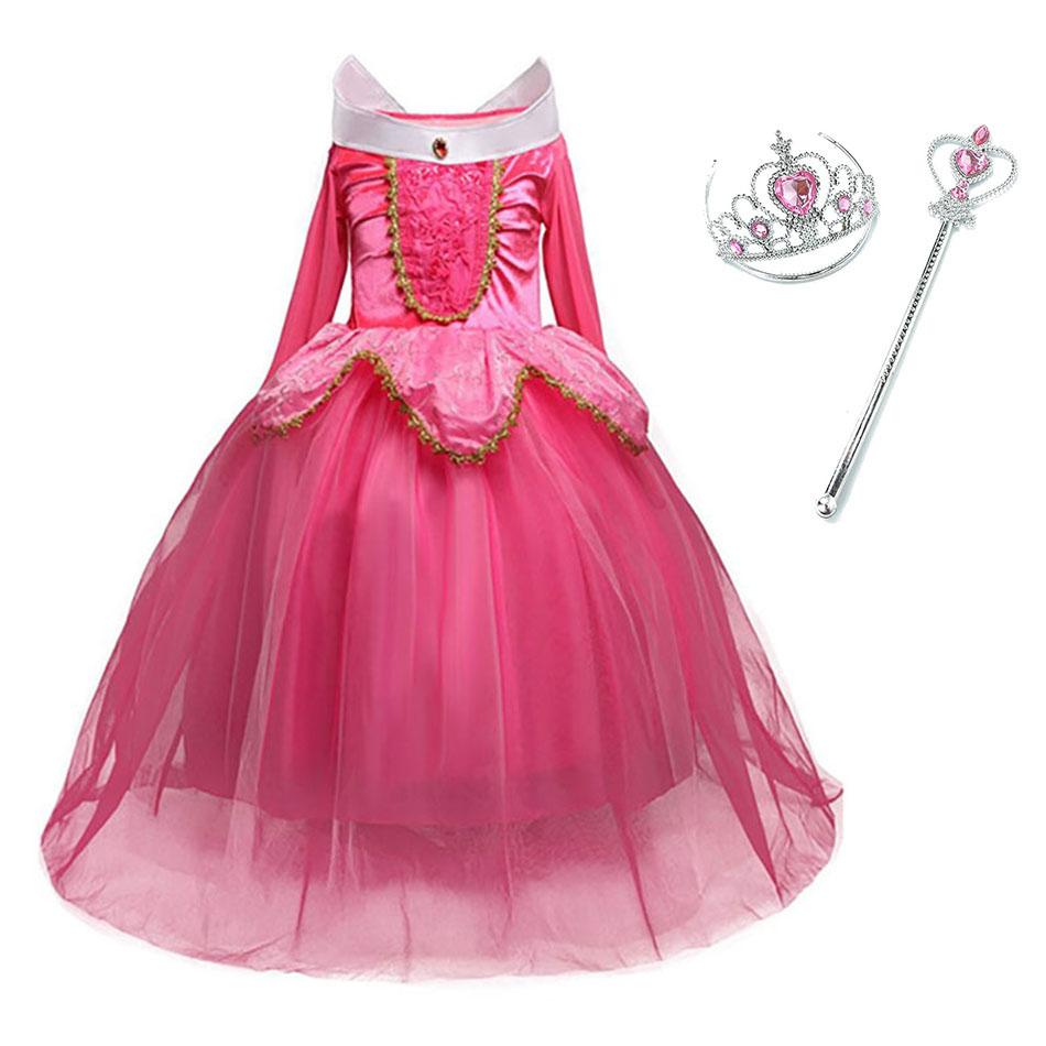 Girl Aurora Dress Sleeping Beauty Costume Kids Princess Dress Children Halloween Birthday Party Outfit Clothes