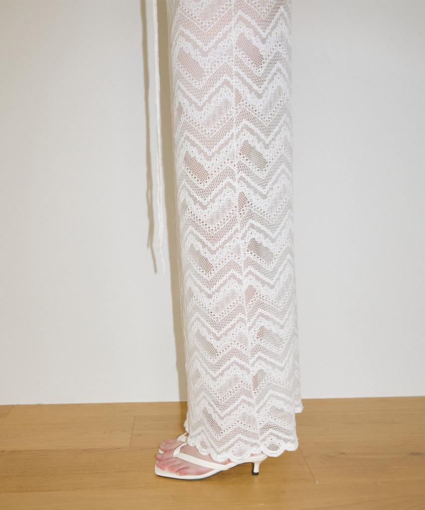 Our Mond Zigrace Layered Long Skirt_White