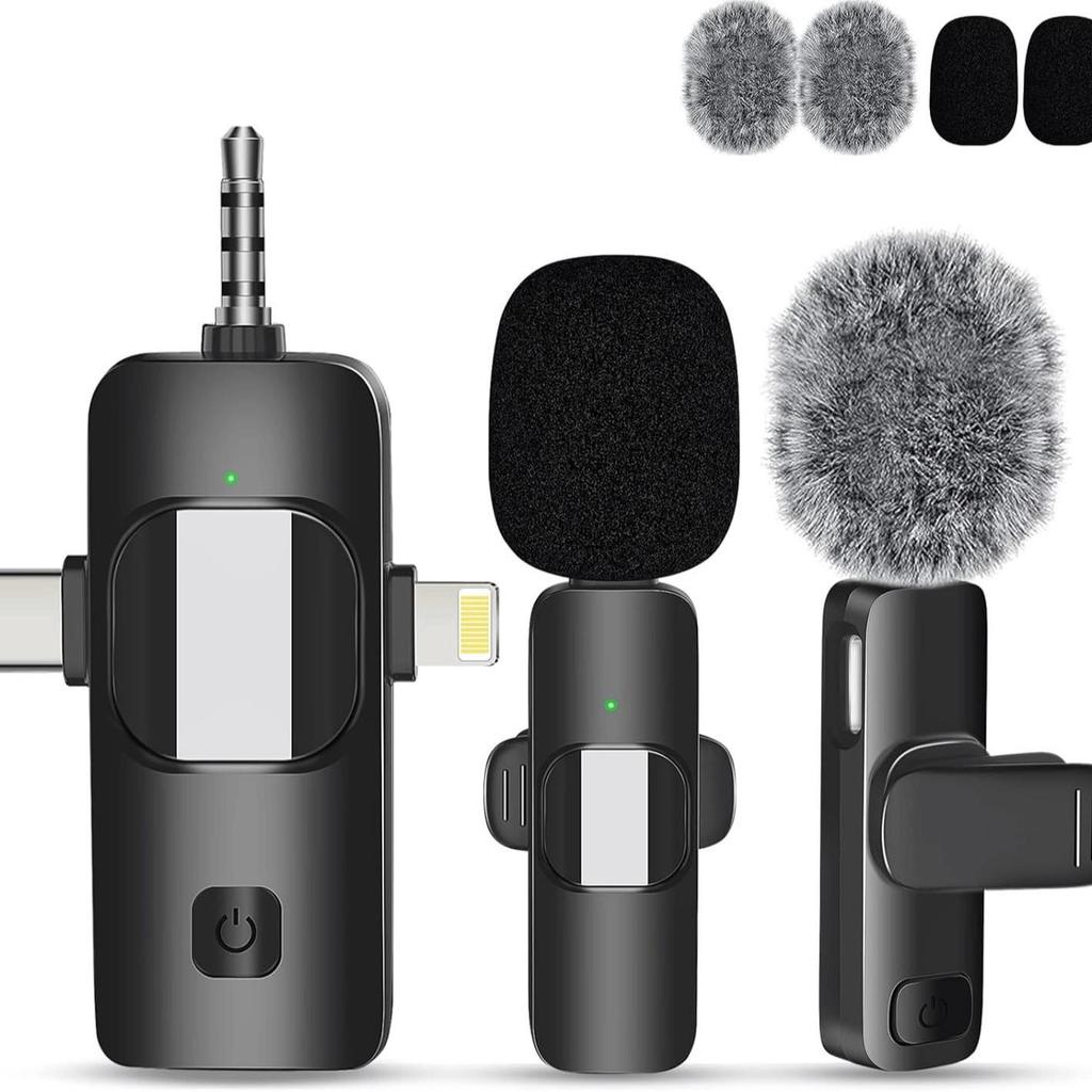 K15 Wireless Lavalier Microphone - 3-in-1 Noise Reduction Mic for Android, Video, Live Streaming (3.5mm)