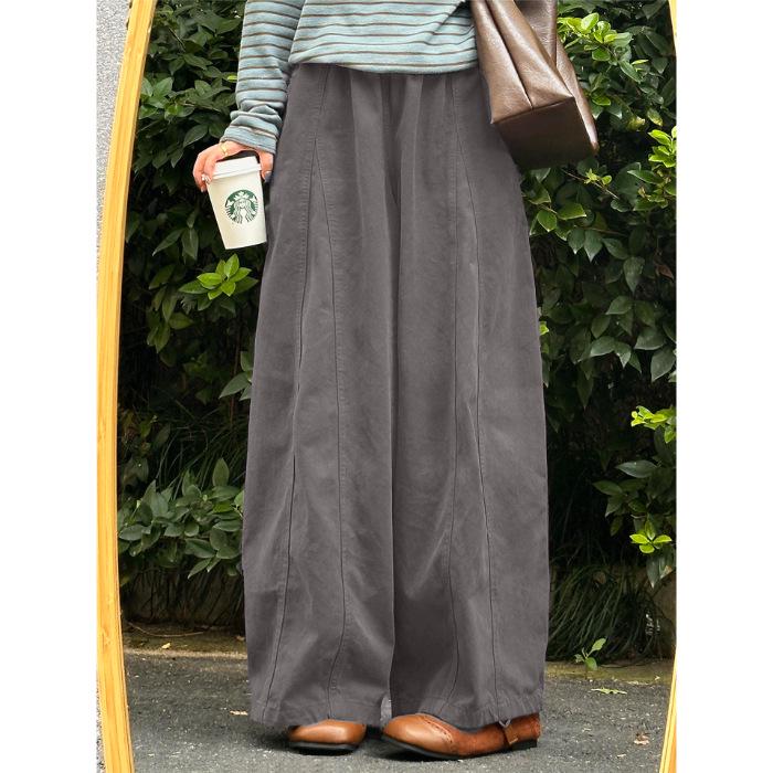 

Women s Plus Size White Wide-Leg Loose Fit Pants - Spring/Summer 2026 2XL темно-сірий