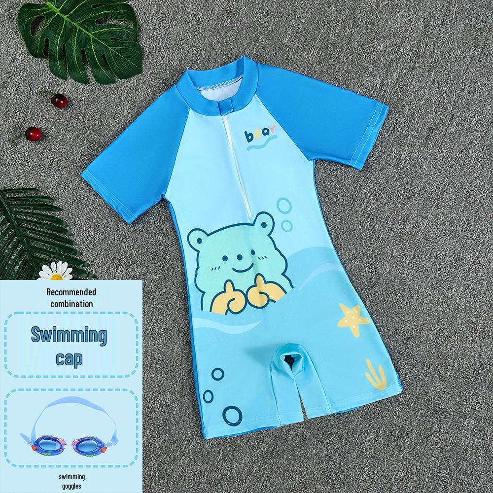 2025 New Boys' One-Piece Swimsuit: Quick-Drying, Sun Protection for Toddlers to Big Kids