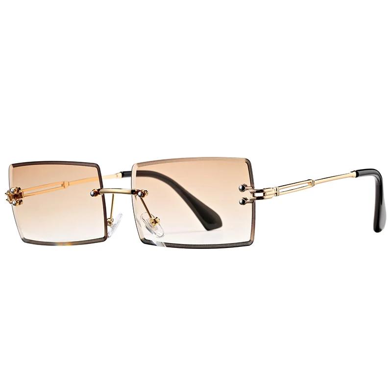 New Rimless Rectangle Sunglasses for Women Men Trendy Frameless Square Shades Ultralight UV400 Eyewear Unisex