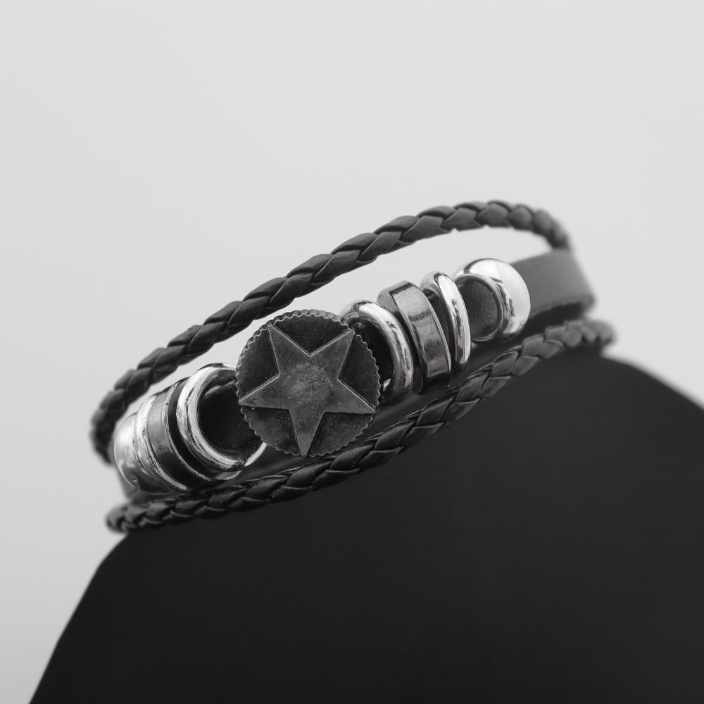 Fashion Punk Personality Accessories Five-pointed Star Beaded Bracelet Simple Versatile Adjustable Men's Bracelet