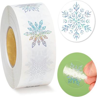 500pcs Transparent Snowflakes Sealing Labels Silver Foil Gold Foil Snowflakes Stickers Holographic Self Adhesive