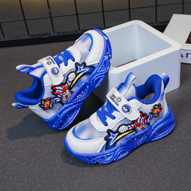 Chlapecké nové kreslené tenisky s hrdiny Dětské Dětské LED Svítící Síťované Sportovní Boty Dětské Ležérní Svítící Boty Velikost 22-33