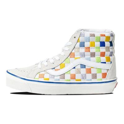 SK8 HI High Top Casual Skate Shoes Unisex Beige Multi Color Grid 'Cream' VN0A5KRIAVZ