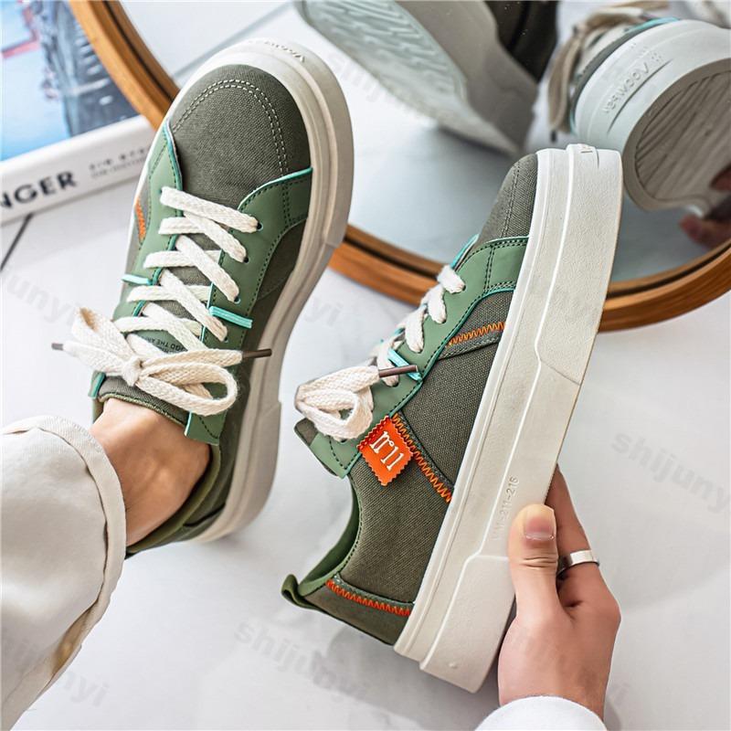Mode Modetrend Lässige Schuhe mit dicker Sohle für Herren 2025 Frühling Neu Low Top Bequem Rutschfest Schnürschuhe Vielseitige Plateau-Sneaker