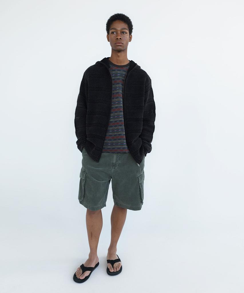 Thisisneverthat Crochet Knit Zip Hoodie Washed Black