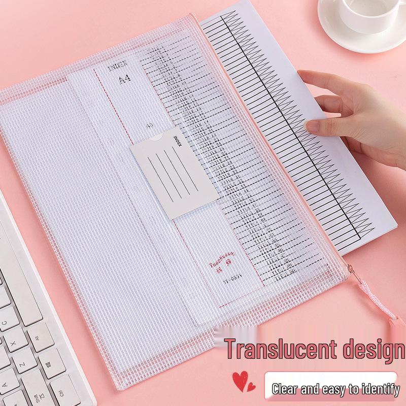 Transparent A4 Zipper Bag - Large Capacity, Waterproof Document Storage for Students