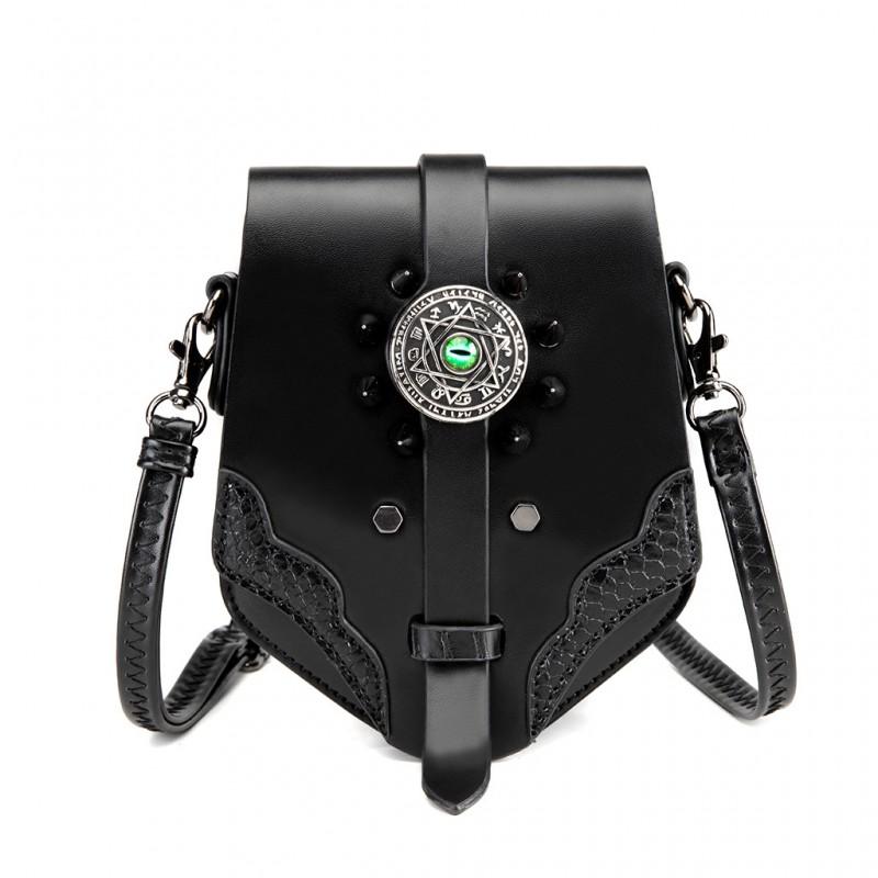 Steampunk Vintage Mini Square Crossbody Bag Women PU Leather Rivet Chain Detail Zip Phone Pocket