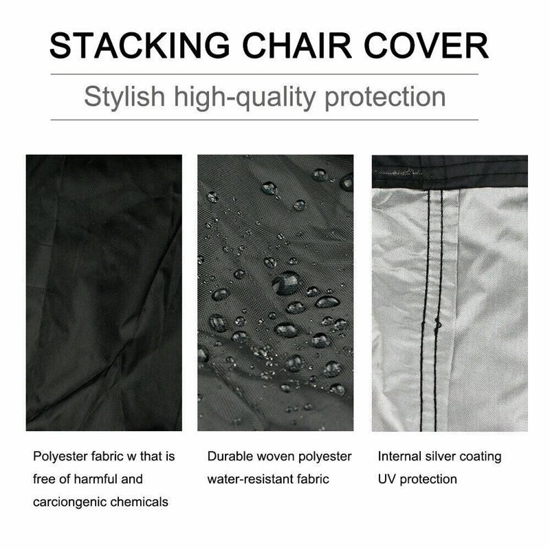 Dust-proof Chair Cover Outdoor Garden Heavy Duty Black Stacking UV Waterproof Furniture Cover Patio Garden Table Chair Covers