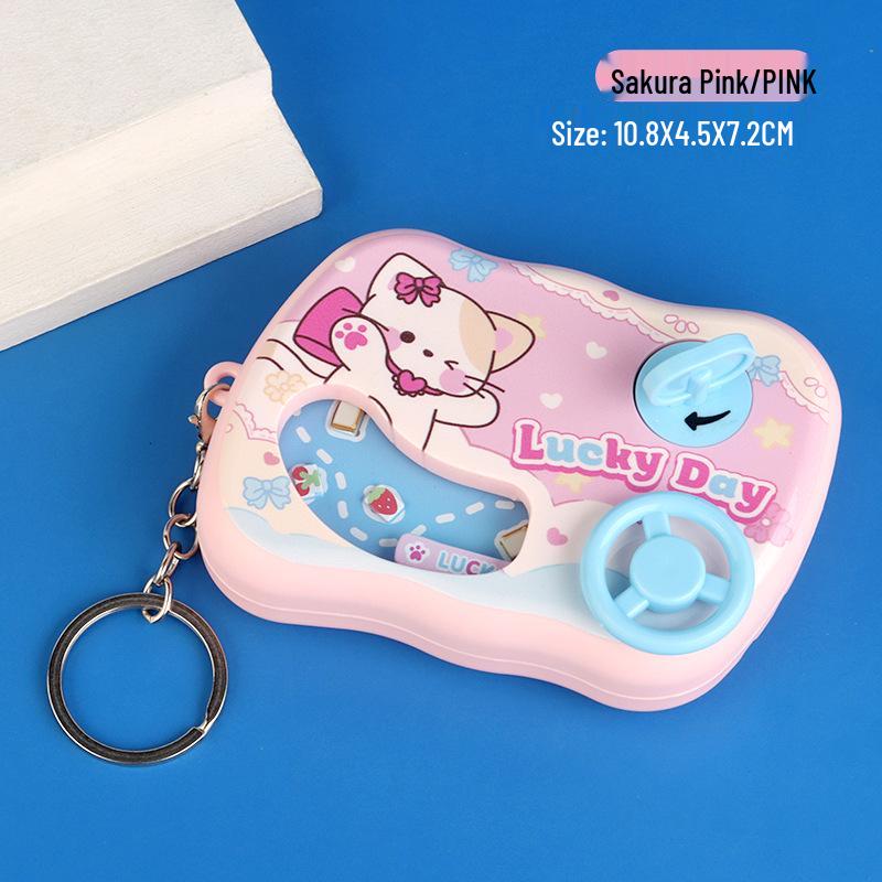 Mini Car Racing Game Keychain with Steering Wheel Pendant - Adventure Toy