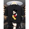 Disney Mickey Mouse Potisk Tričko Pánské Dámské Ležérní Kulatý Výstřih Krátký Rukáv Bavlněná Trička Kreslený Grafický Potisk Streetwear