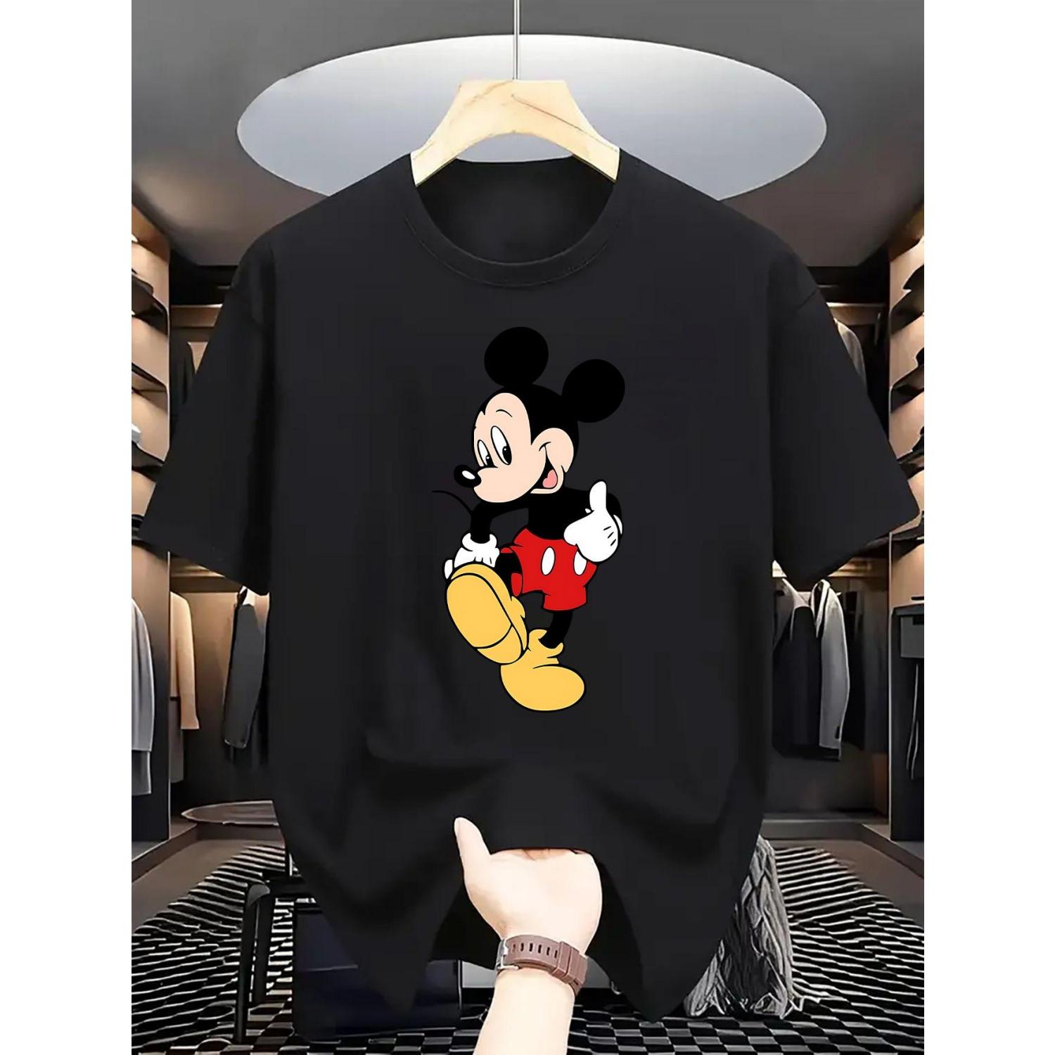 

Футболка с принтом Микки Мауса от Disney Мужская Женская Повседневная С круглым вырезом С коротким рукавом Хлопковые Топы Мультяшные Графические Футболки Стритвир S