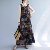 Rochie elegantă cu imprimeu boem pentru femei, cu guler în O, fără mâneci, haine casual, doamnă de birou, lungă, la modă, vară