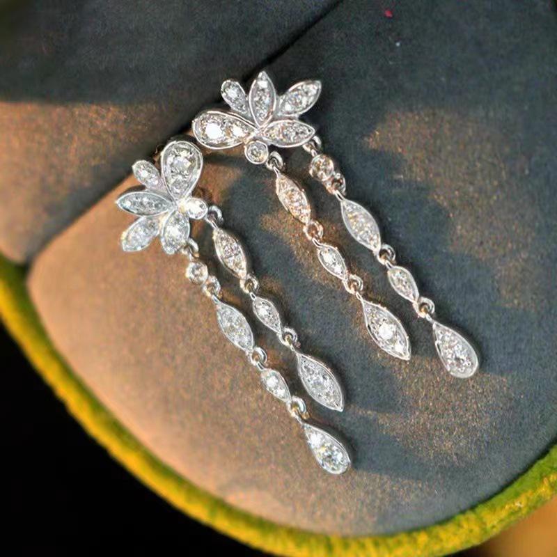 Elegant Diamond Tassel Drop Earrings for Women - Versatile INS Style