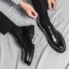 Brock leather shoes British style business dress casual heightening suit black best man wedding groom shoes