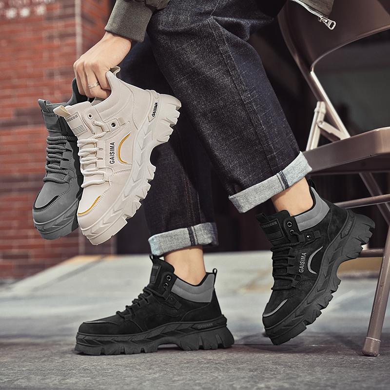 Neue Mode Herbst und Winter Herren High Top Martin Stiefel Studenten Männlich Jungen Trendy Weiche Sohle Arbeitsschuhe Arbeitsschutz Martin Sneakers