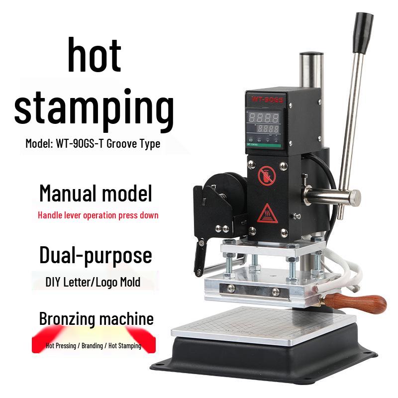 WT-90GS-T Manual Hot Stamping Machine for Embossing PU Leather, Notebooks, Beads, and Cards
