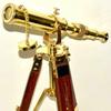 Brass Telescope With Wooden Tripod Stand Maritime Nautical Vintage Desk Décor