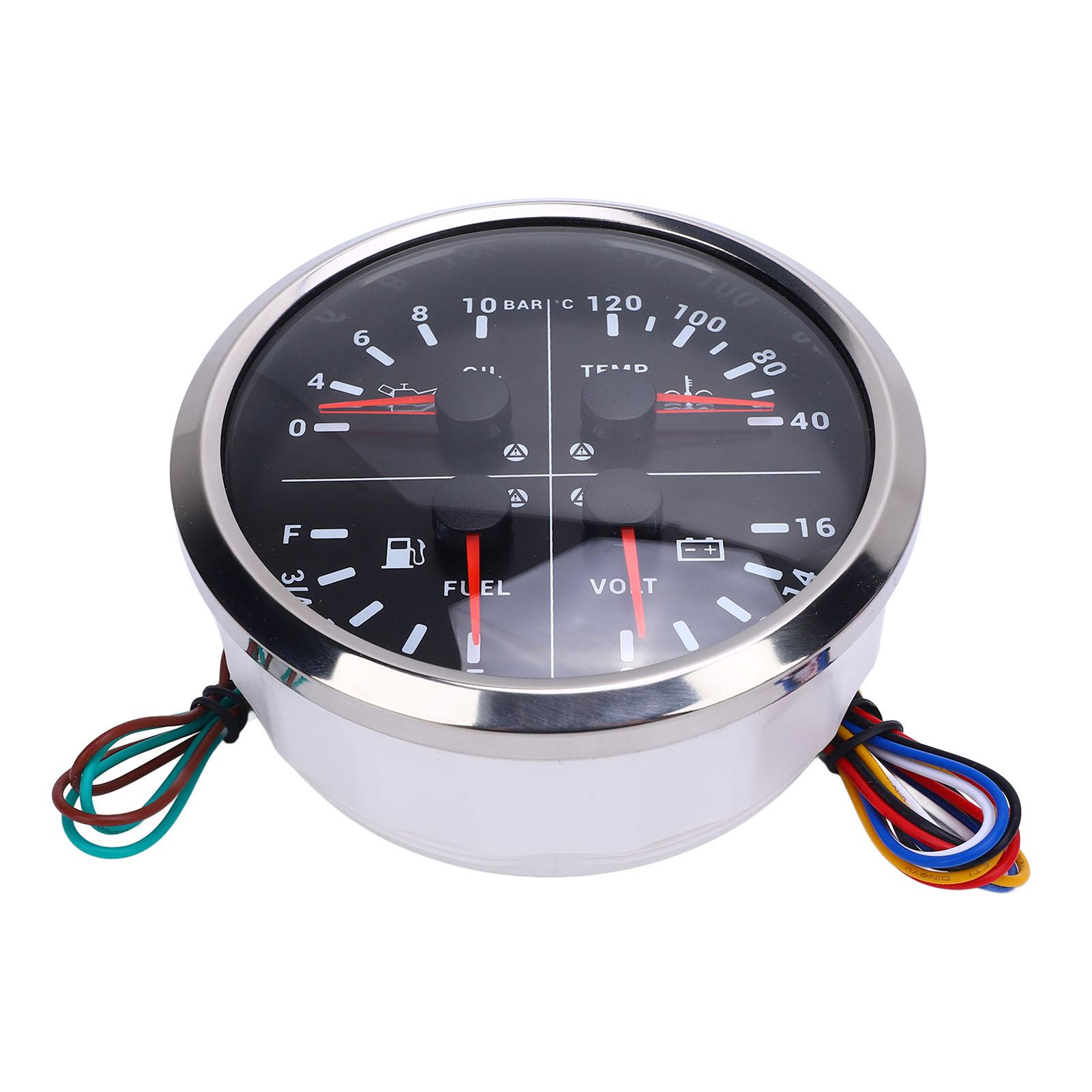 

4 в 1 Указатель уровня топлива Указатель давления масла Указатель температуры воды Вольтметр 4 38дюйм E 14 12 34 F от 0 до
