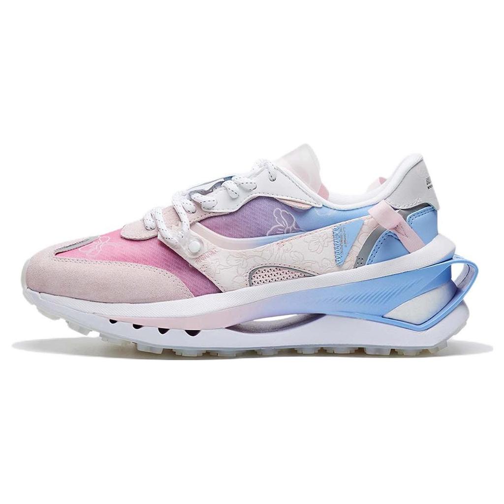 Li Ning Fang Yuan Premium Retro Comfortable Durable Breathable Lightweight Low-Top Lifestyle Casual Shoes Women Sneakers Pink Blue AGCS122-2