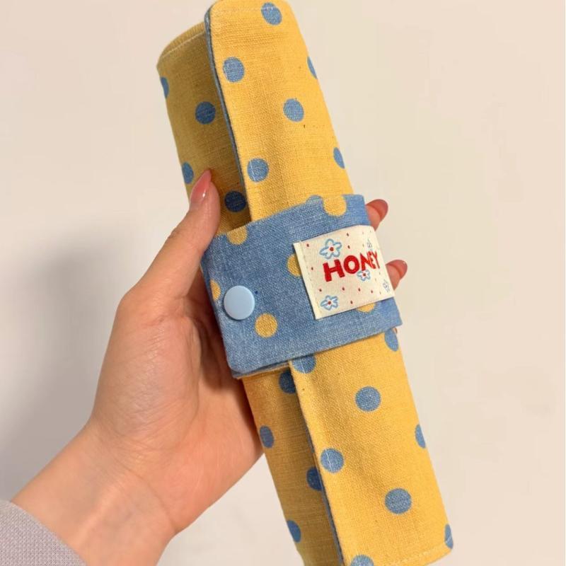 Vintage Prikket Sammenrulbar Blyantstaske Dobbeltbrug Makeuppenselholder Bærbar Gave