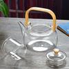 1000ml Glass Teapot Chinese Tea Ceremony Clear Teapot with Filter Wood Handle for Electric Ceramic Stove Home Office Tea Maker