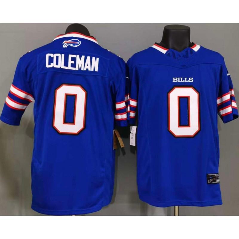 Buffalo Bills 0 Coleman Azul Camiseta de Fútbol Tercera Generación Bordada Uniforme Estilo NFL Hombre