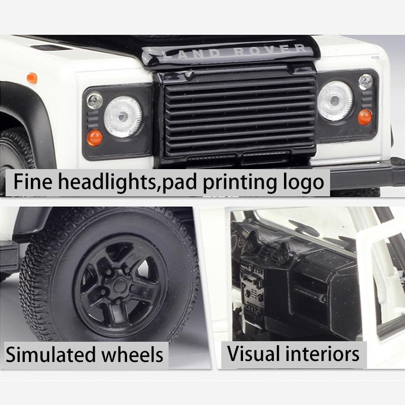 Welly Land Rover Defender Legierungsautomodell im Maßstab 1:24, Druckguss-Metallspielzeugfahrzeuge, Automodell, hohe Simulationskollektion, Kindergeschenke