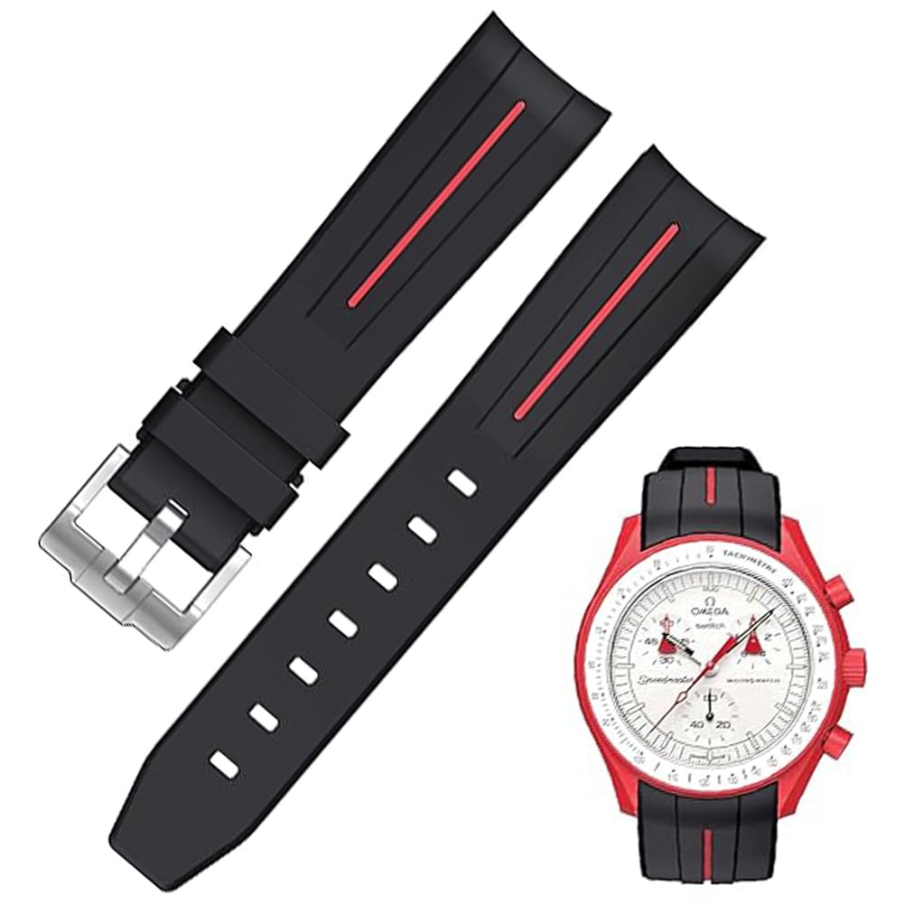Sibehill 22mm Replacement Silicone Watch Band for Blancpain X Swatch with Bioceramic Scuba Fifty (Compatible Fathoms)