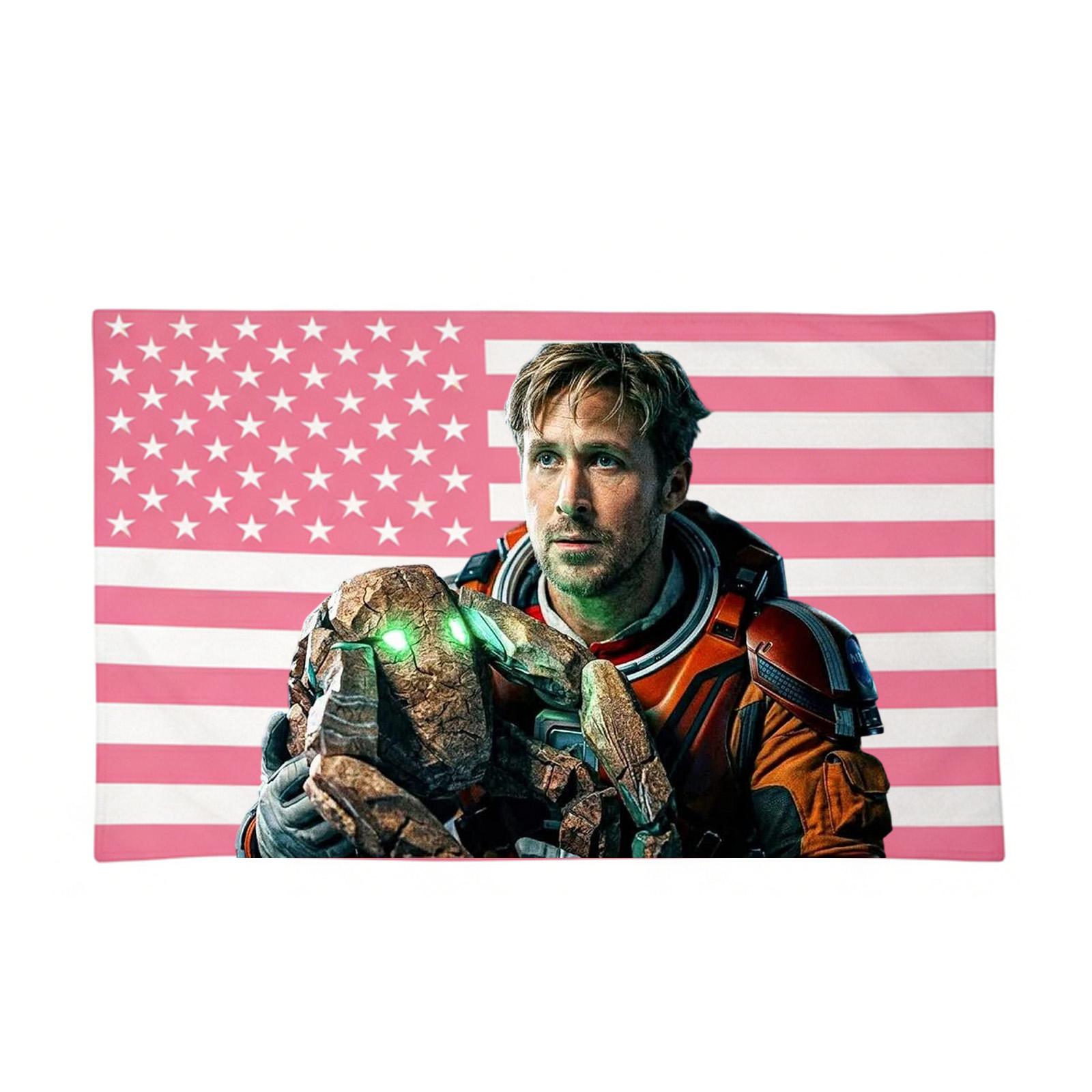 

Decorative Flag Featuring Space Explorer and Robotic Figure Against Star Patterned Background Suitable for Indoor Outdoor Display One Size