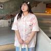 Dámská košile velké velikosti Kawaii Potisk Roztomilé halenky s pololímečkem Harajuku Oversize Korejské ležérní růžové topy Unisex oblečení
