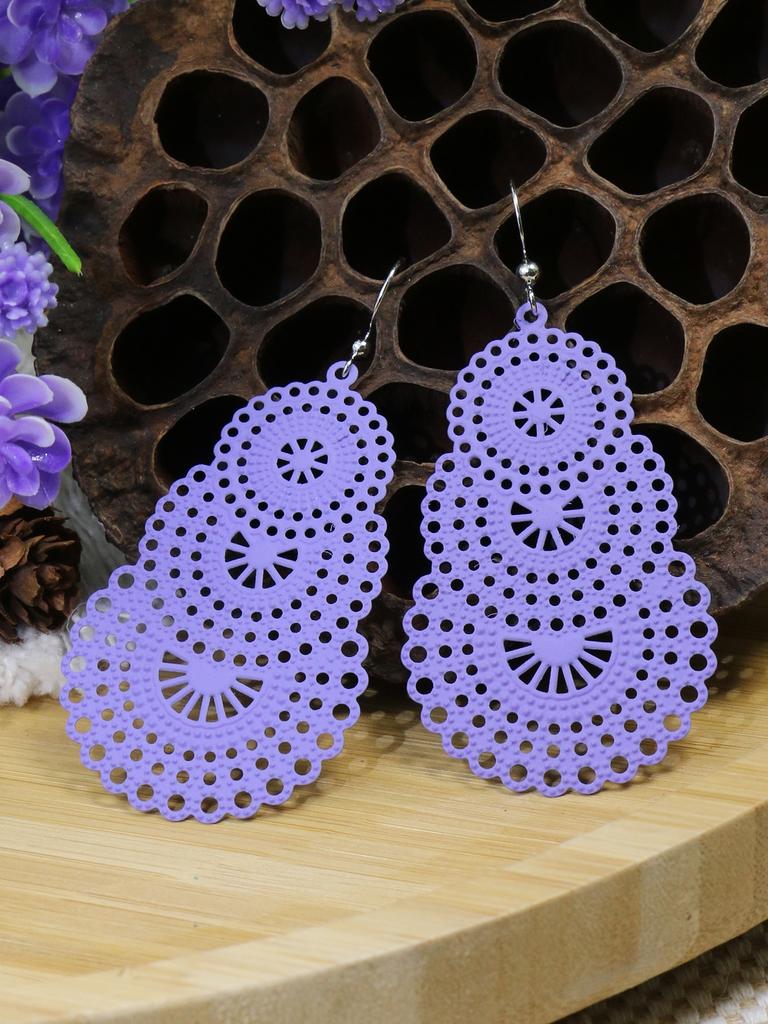 3 Paare Bunte Geometrische Hohle Hängeohrringe Für Damen Böhmischer Urlaub Zirkone Dating Geschenk