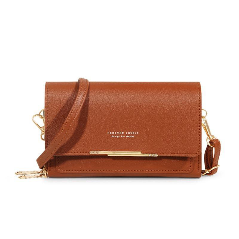 

New women s wallet large-capacity shoulder bag multi-function double-layer mobile phone bag fashion messenger bag коричневий