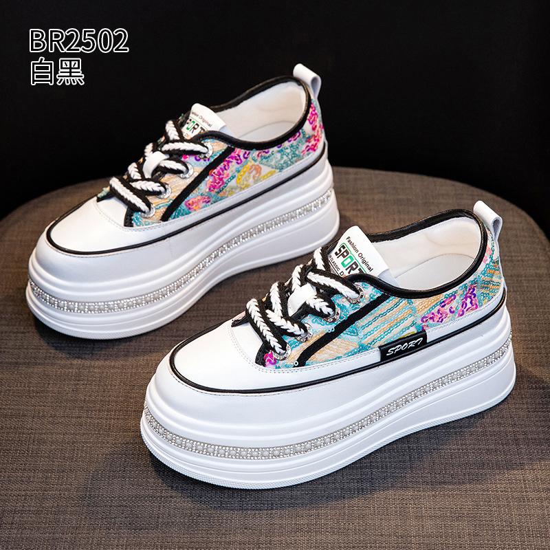 Spring and Autumn new muffin thick-soled small sequined sports and leisure shoes