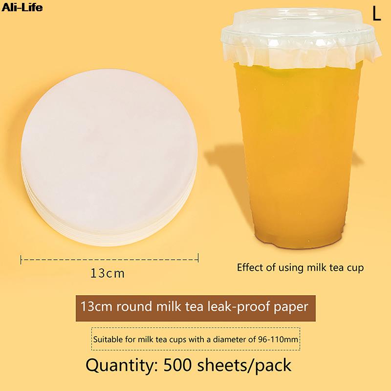 500Pcs Round Shape Leak Proof Paper Films Coffee Spill Proof Gasket Kitchen Supplies Juice Milk Tea Coffie Cup Leakproof Tool