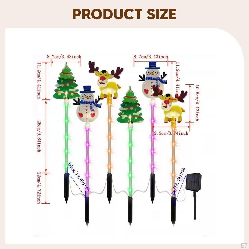 6 Pieces Solar Christmas Pathway Landscape Lights Outdoor Novelty Garden Stake Light Ground Figurine