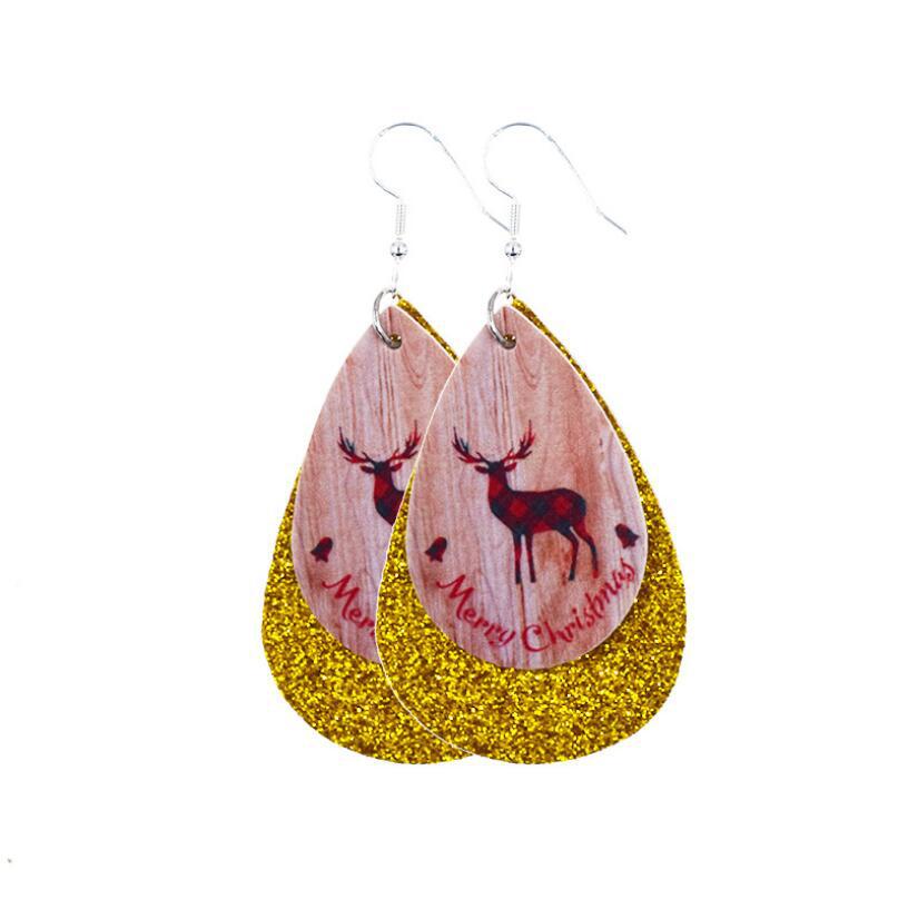 2020 New Double-Layer Leather Christmas Earrings