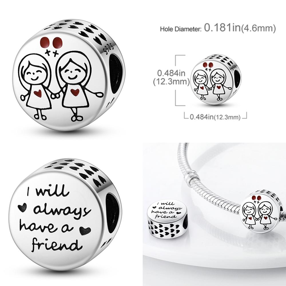 Copper Charms Love Mother Family Sister Heart Beads Fit Original Bracelet Diy Woman Jewelry Gift