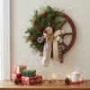 Outdoor Yard Decoration Set 40x45cm Christmas Swag Wreath Vintage Wood Fall Garland Red Wagon Wheel Garlands for Holiday Party