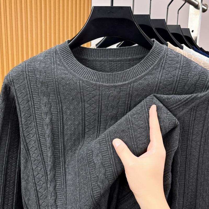 Men S Long Sleeve Knit Sweater Crew Neck Casual Jacquard Pullover