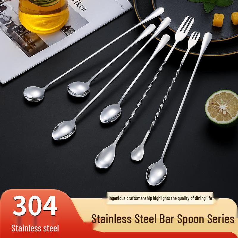 304 Stainless Steel Double-Headed Spiral Bar Spoon with Long Handle